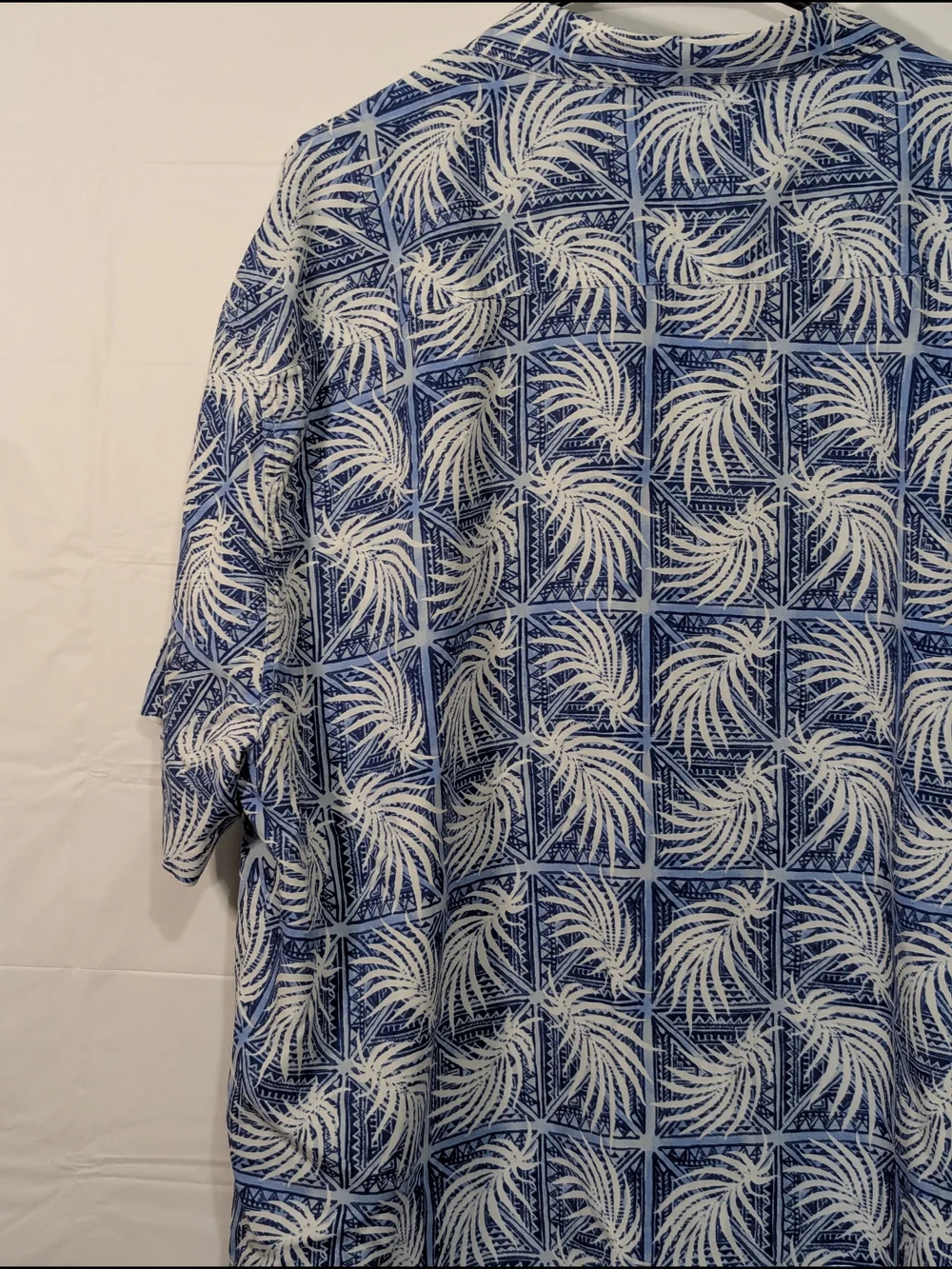 Nat Nast Men’s Hawaiian Shirt XXL Blue White Tropical Camp Shirt Button Front